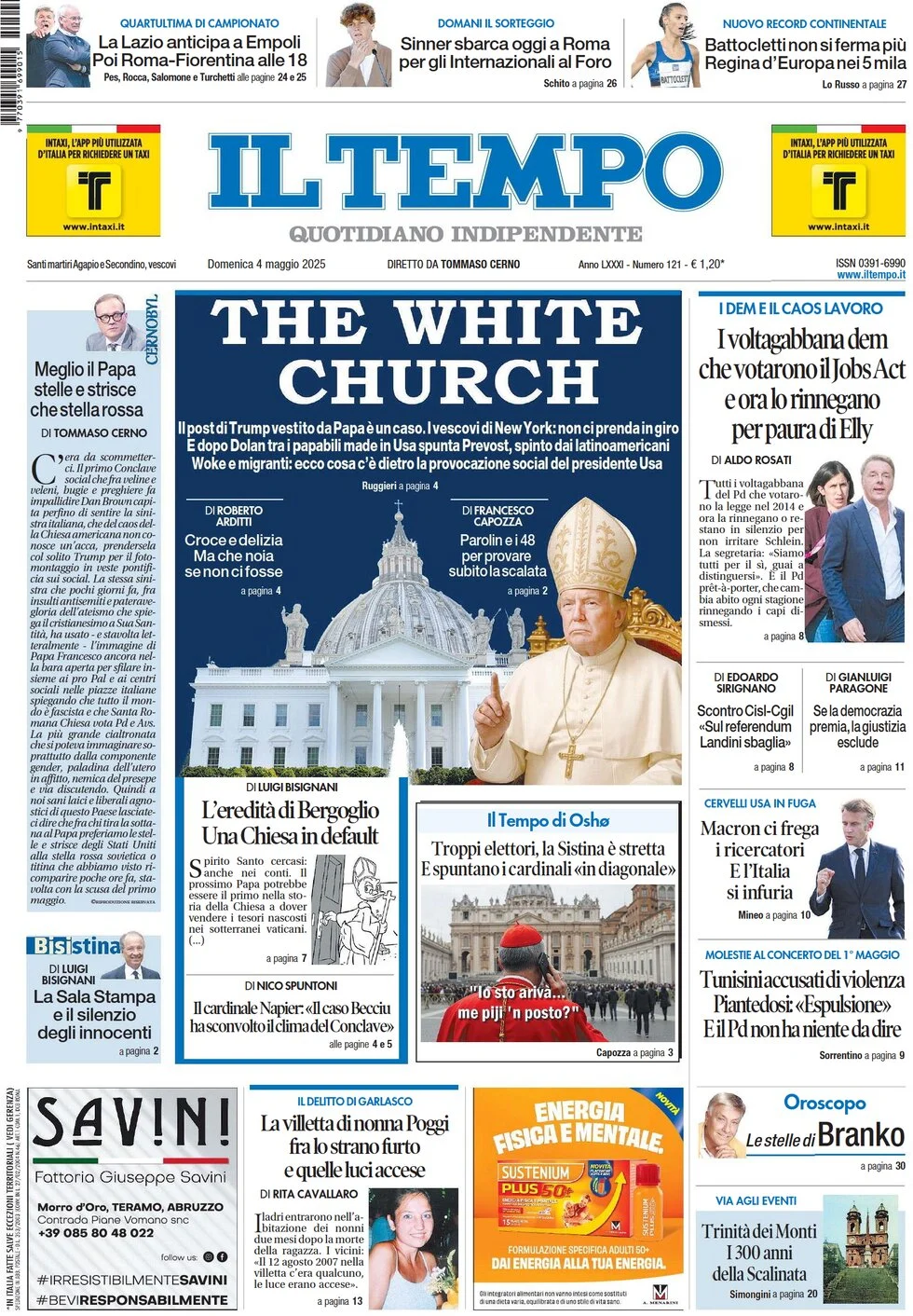 anteprima della prima pagina di il-tempo del 04/05/2025