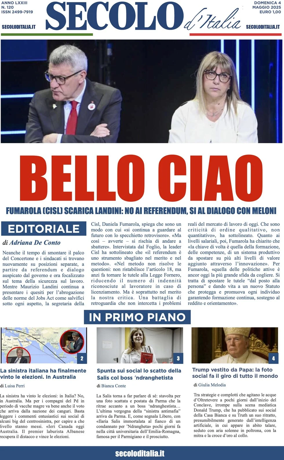 anteprima della prima pagina di secolo-ditalia del 04/05/2025