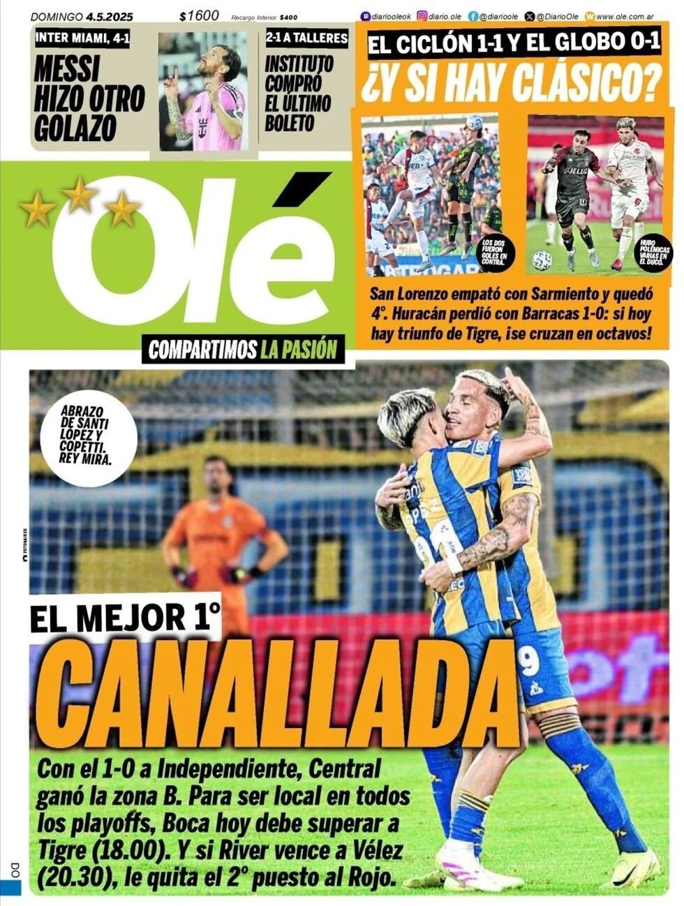 anteprima della prima pagina di ol del 04/05/2025