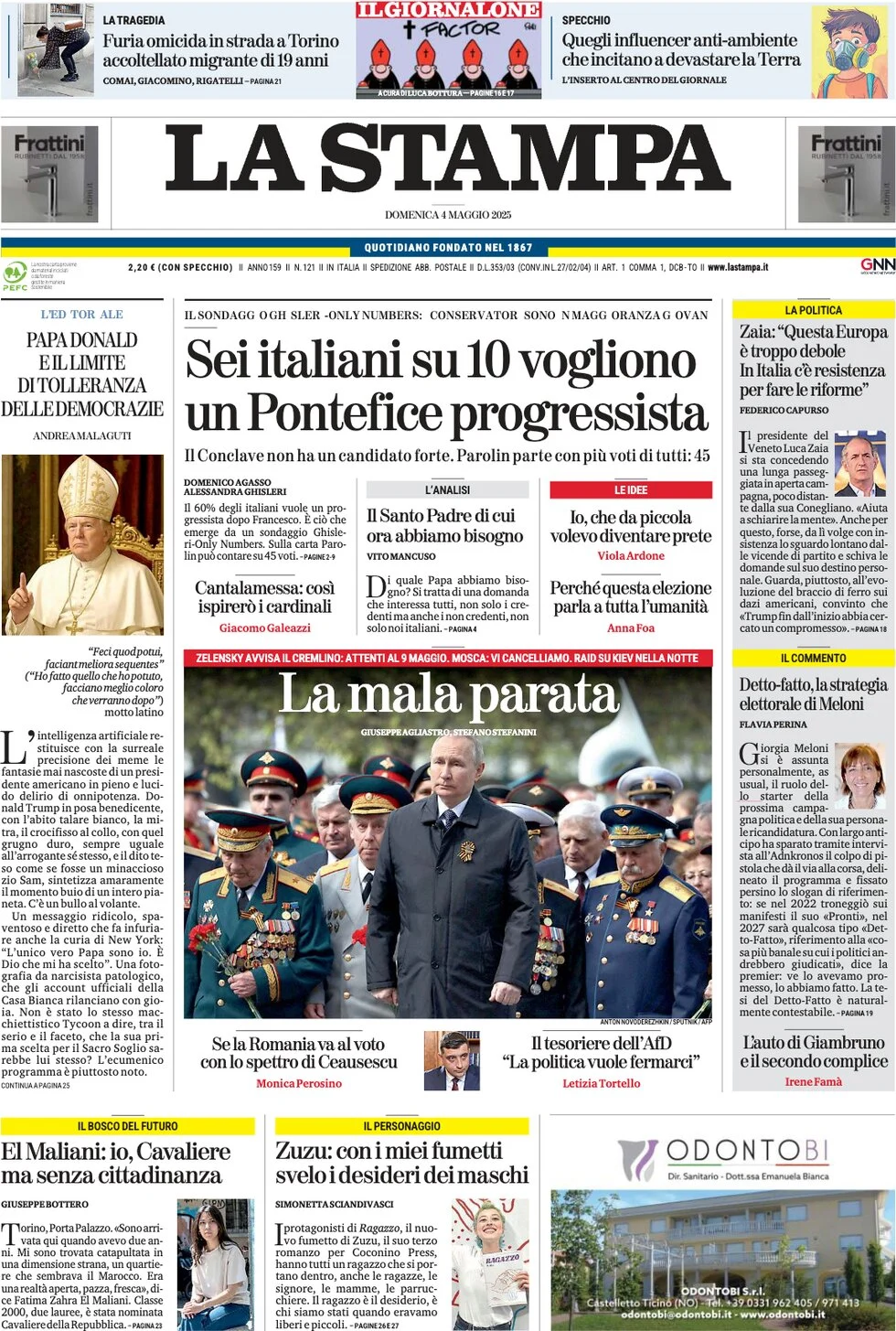 anteprima della prima pagina di la-stampa del 04/05/2025