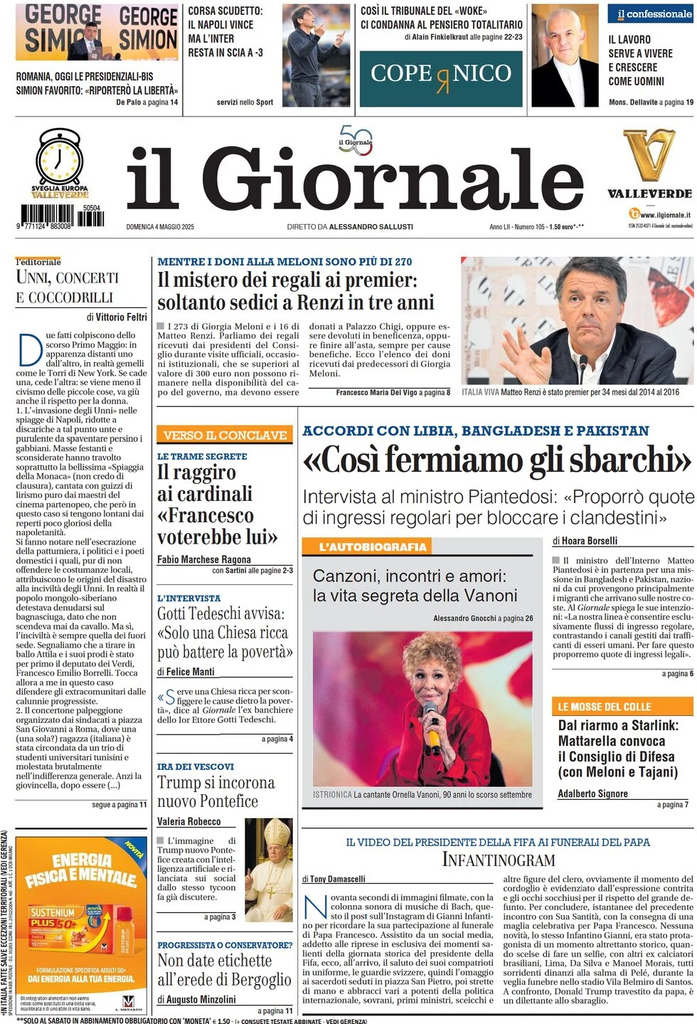 anteprima della prima pagina di il-giornale del 04/05/2025