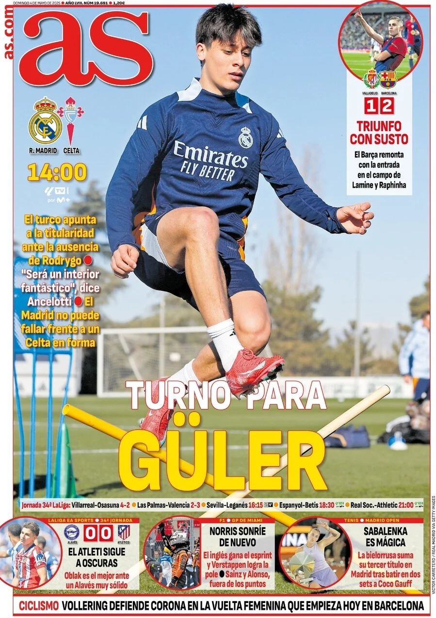 anteprima della prima pagina di as-madrid del 04/05/2025