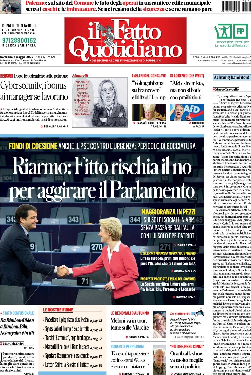 anteprima della prima pagina di il-fatto-quotidiano del 04/05/2025