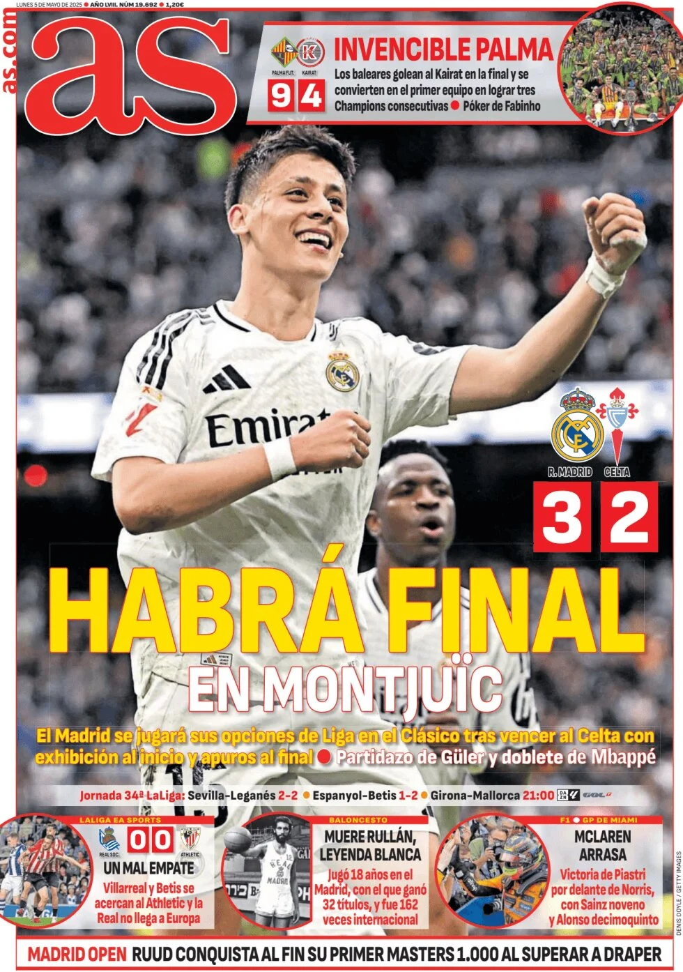 anteprima della prima pagina di as-madrid del 05/05/2025