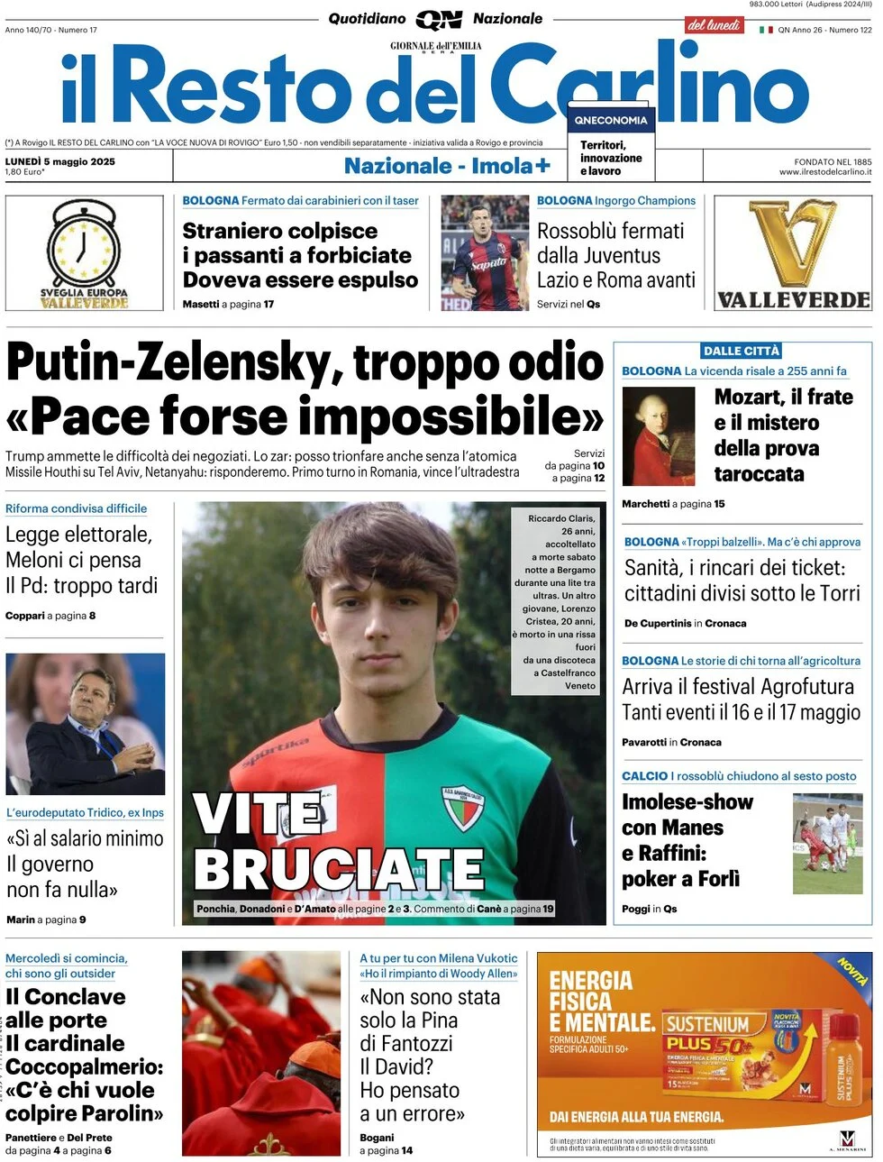 anteprima della prima pagina di il-resto-del-carlino del 05/05/2025