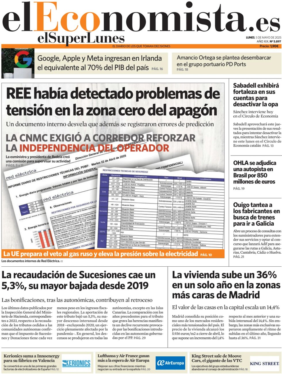 anteprima della prima pagina di el-economista del 05/05/2025