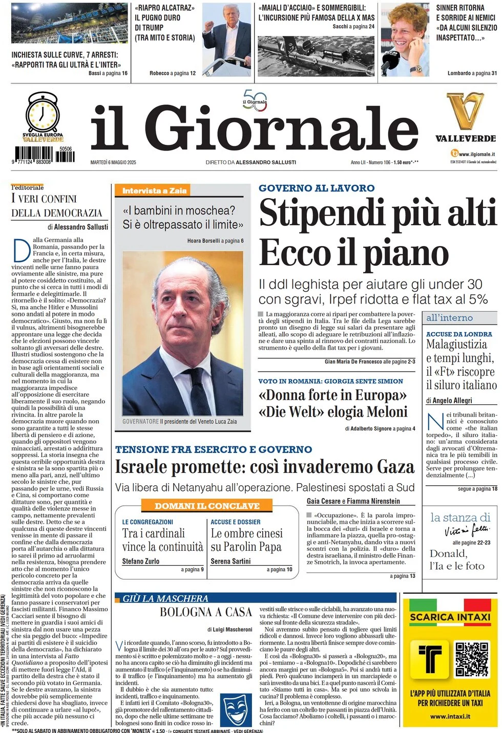 anteprima della prima pagina di il-giornale del 06/05/2025