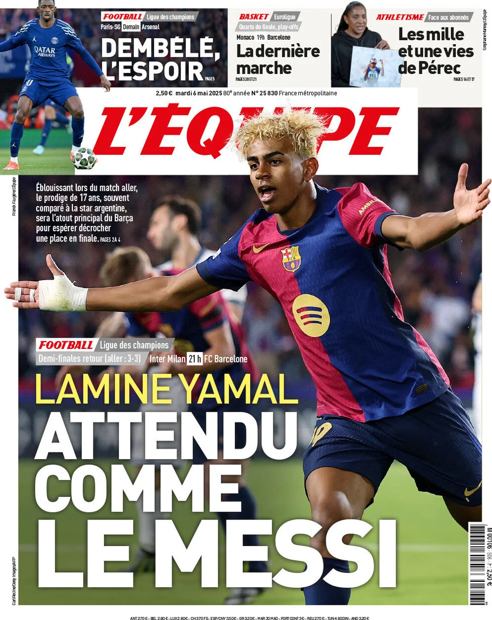 anteprima della prima pagina di lequipe del 06/05/2025