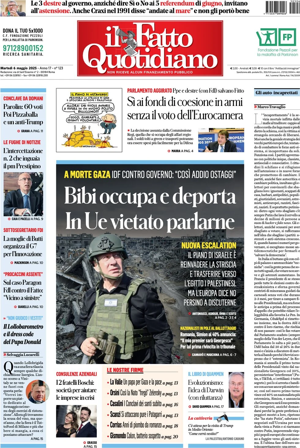anteprima della prima pagina di il-fatto-quotidiano del 06/05/2025
