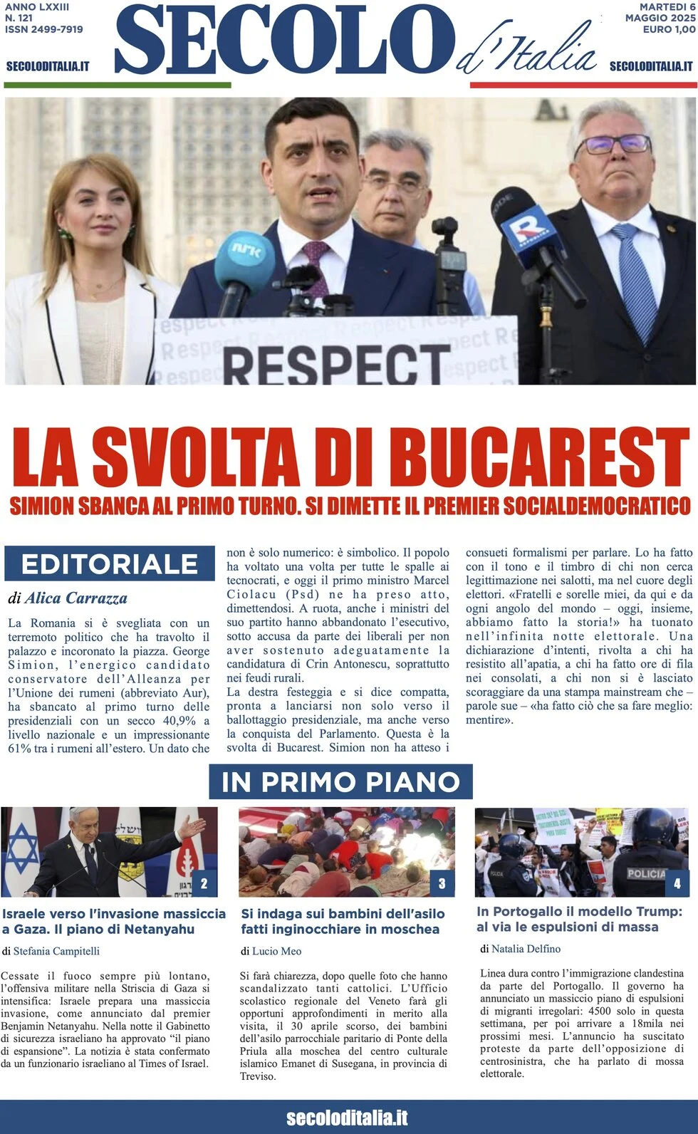 anteprima della prima pagina di secolo-ditalia del 06/05/2025