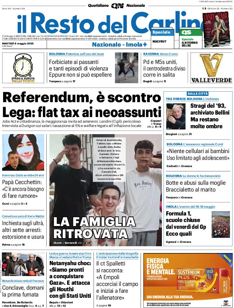 anteprima della prima pagina di il-resto-del-carlino del 06/05/2025