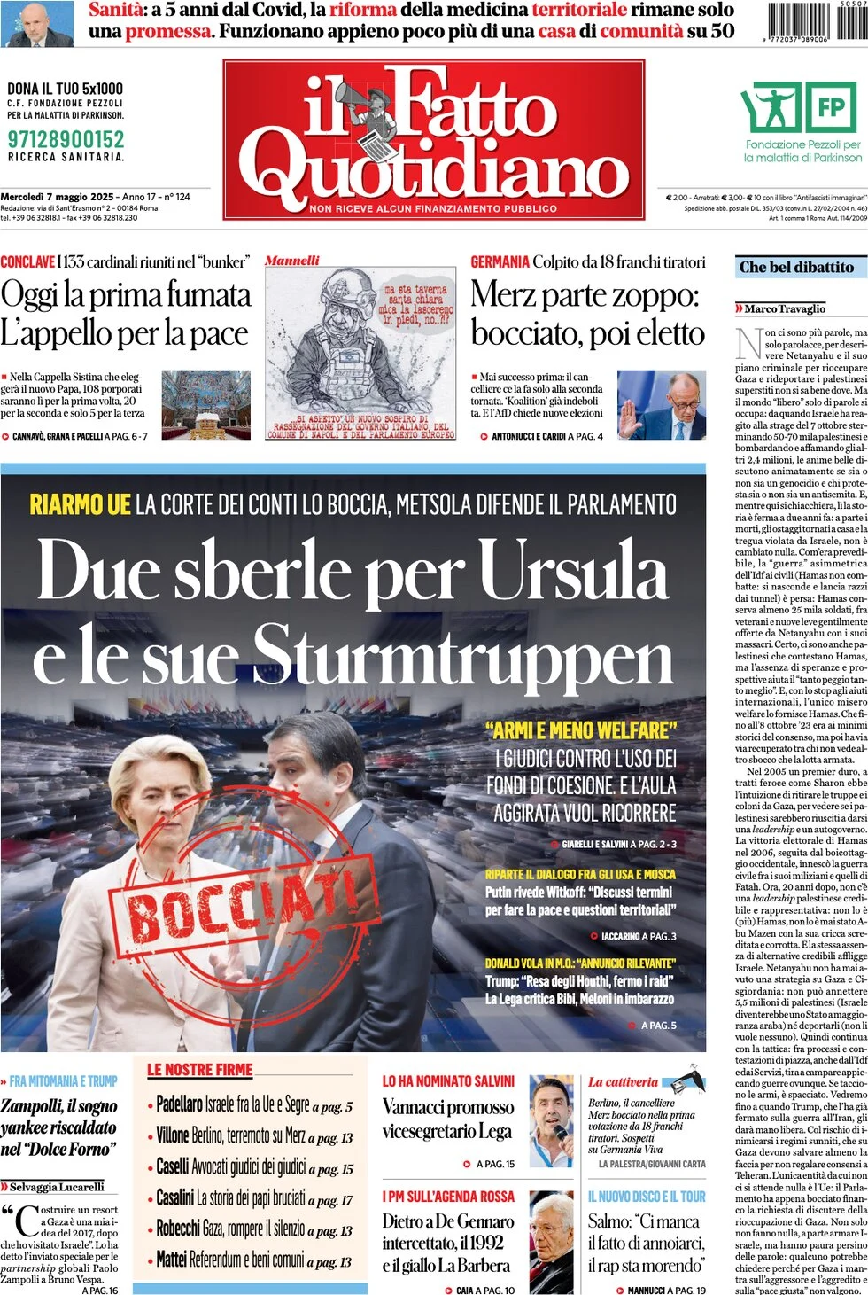 anteprima della prima pagina di il-fatto-quotidiano del 07/05/2025