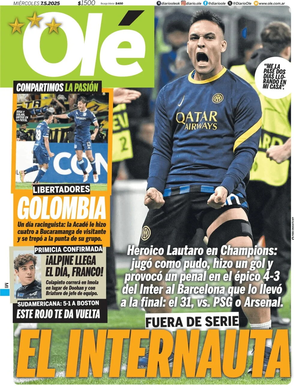 anteprima della prima pagina di ol del 07/05/2025