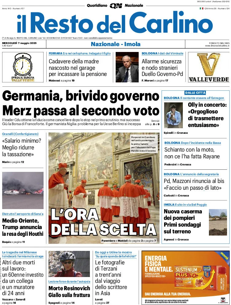 anteprima della prima pagina di il-resto-del-carlino del 07/05/2025
