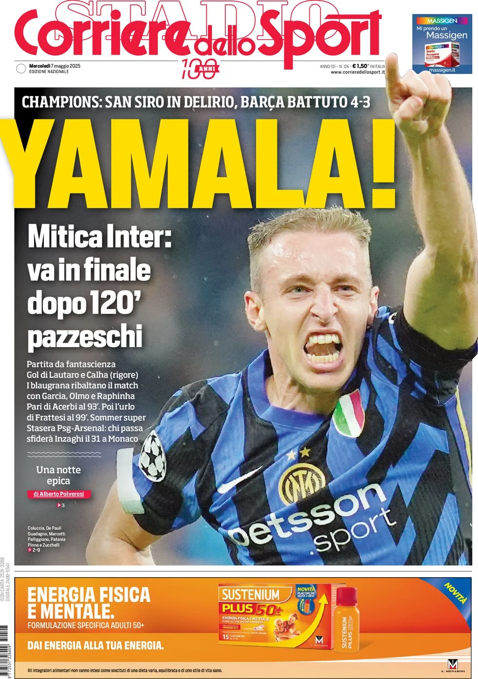 anteprima della prima pagina di corriere-dello-sport del 07/05/2025