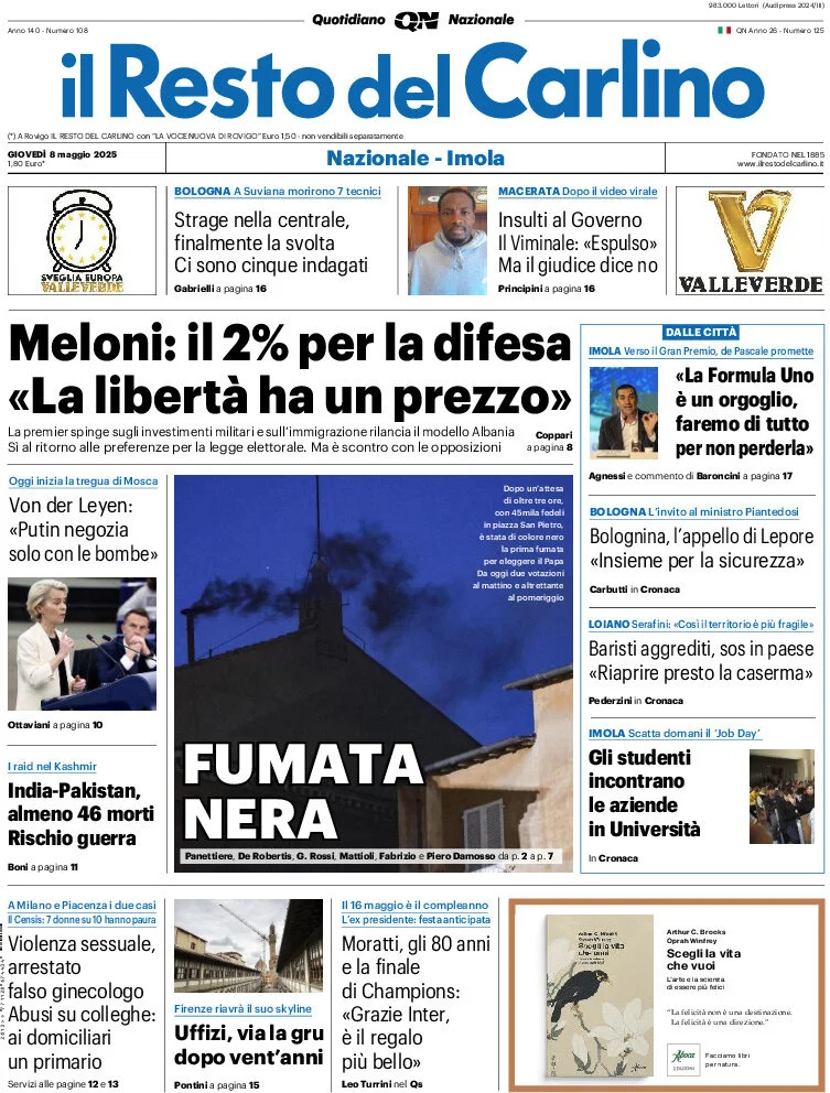 anteprima della prima pagina di il-resto-del-carlino del 08/05/2025