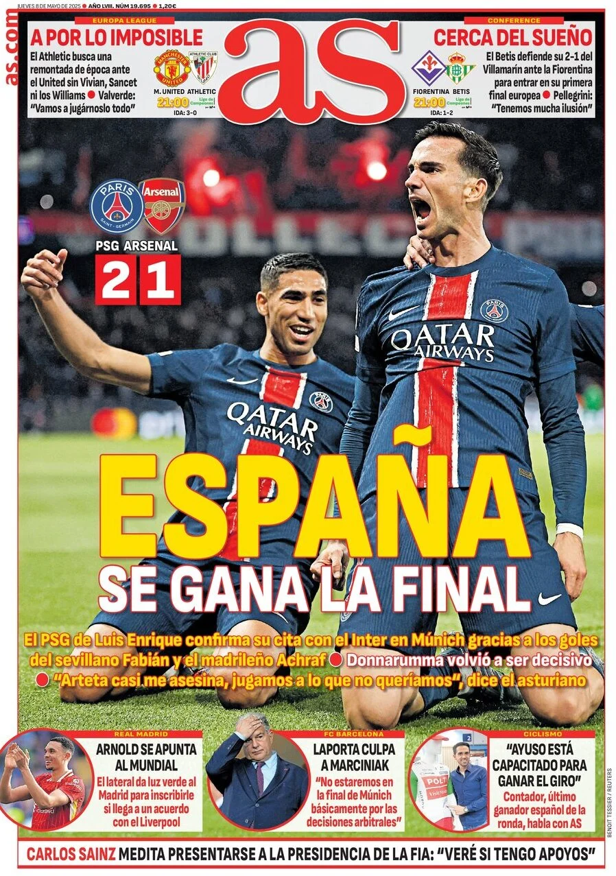 anteprima della prima pagina di as-madrid del 08/05/2025
