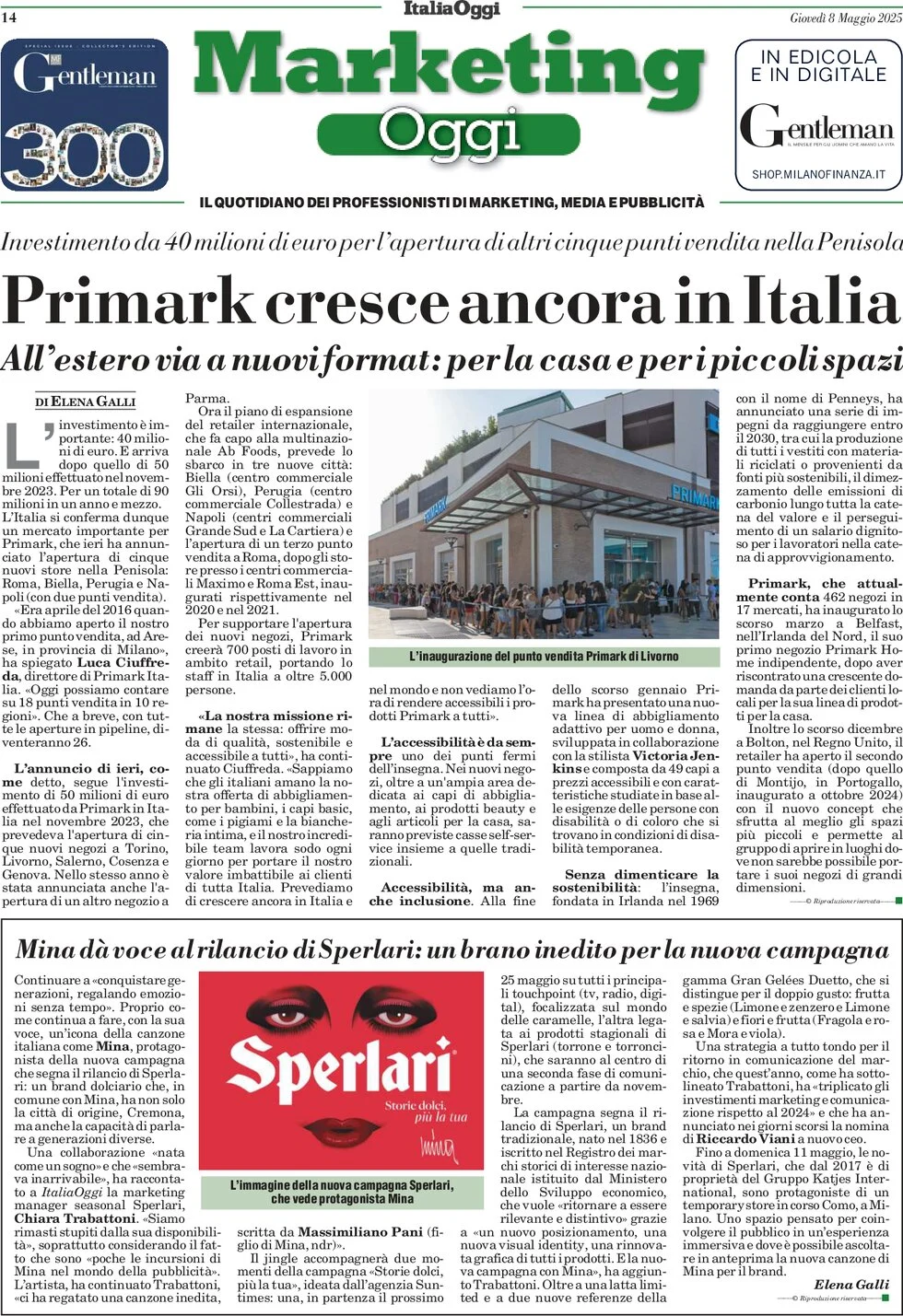 anteprima della prima pagina di marketing-oggi del 08/05/2025