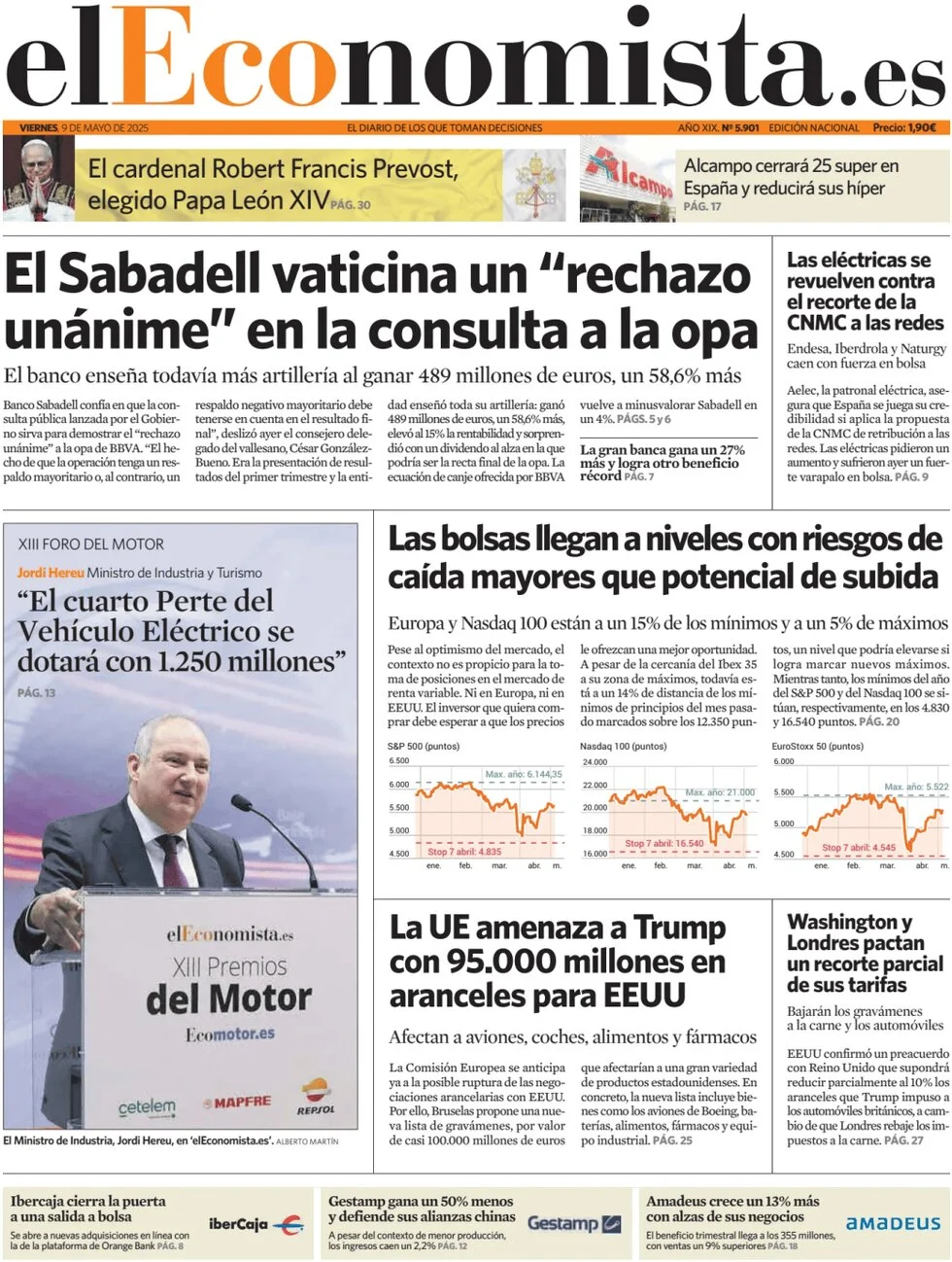 anteprima della prima pagina di el-economista del 09/05/2025