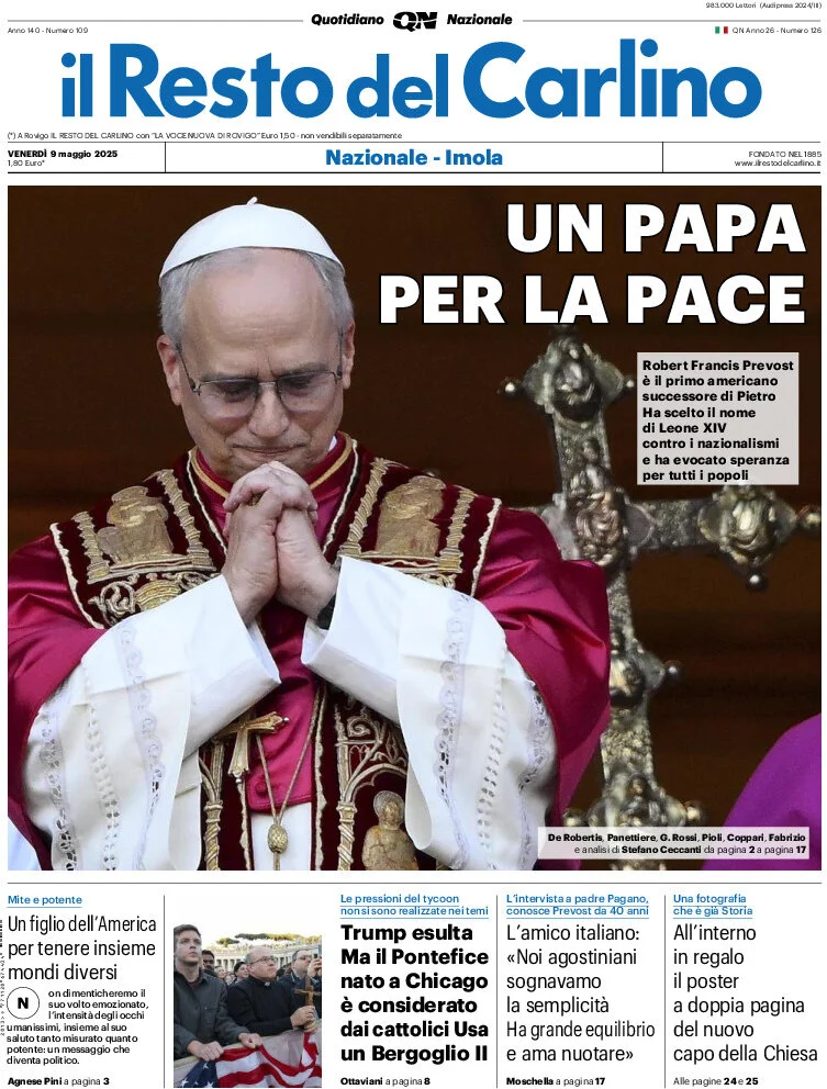 anteprima della prima pagina di il-resto-del-carlino del 09/05/2025