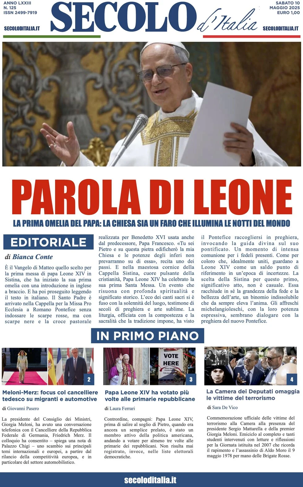 anteprima della prima pagina di secolo-ditalia del 10/05/2025