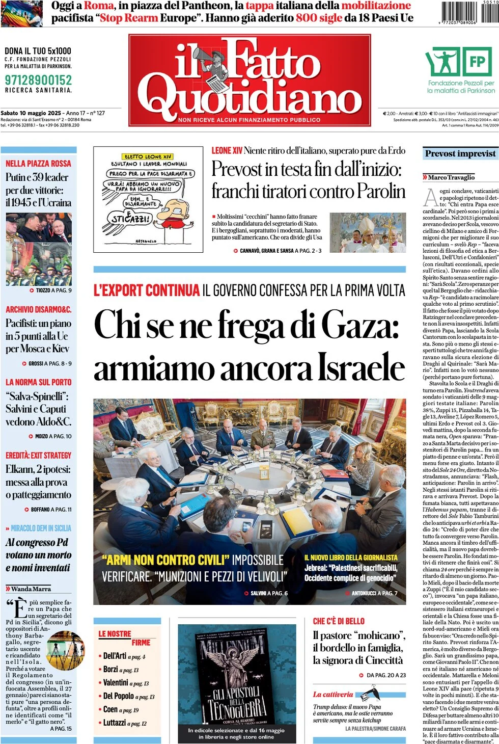 anteprima della prima pagina di il-fatto-quotidiano del 10/05/2025