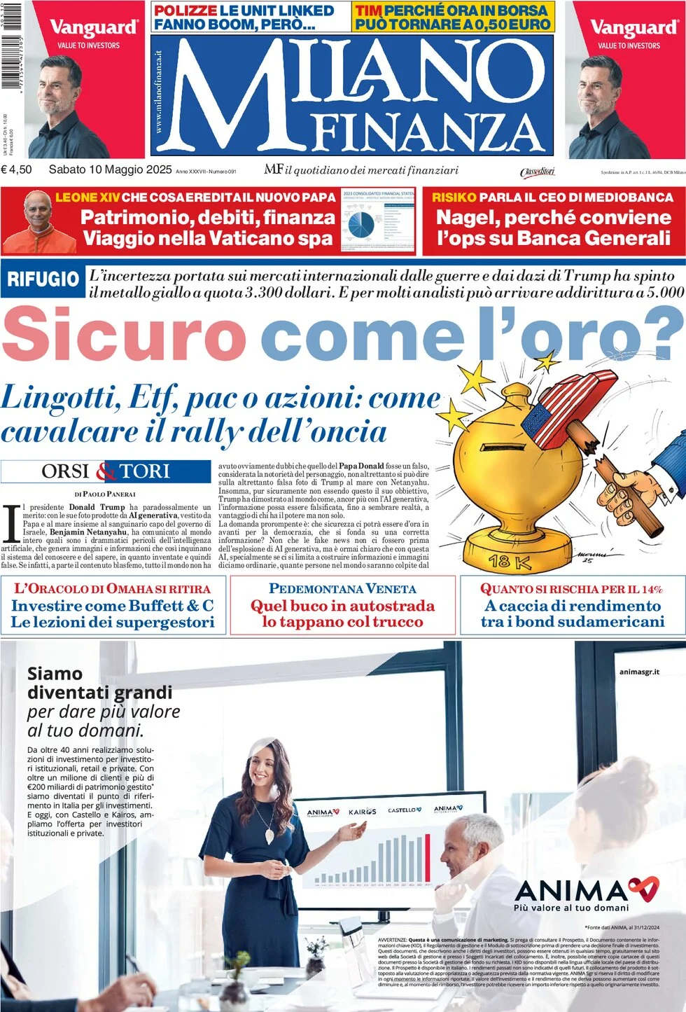 anteprima della prima pagina di mf-milano-finanza del 10/05/2025