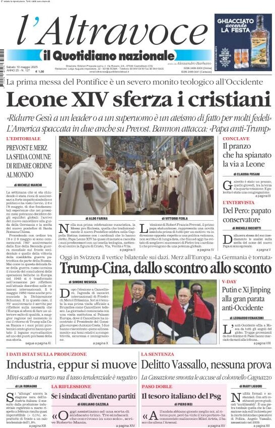 anteprima della prima pagina di il-quotidiano-del-sud-laltravoce del 10/05/2025