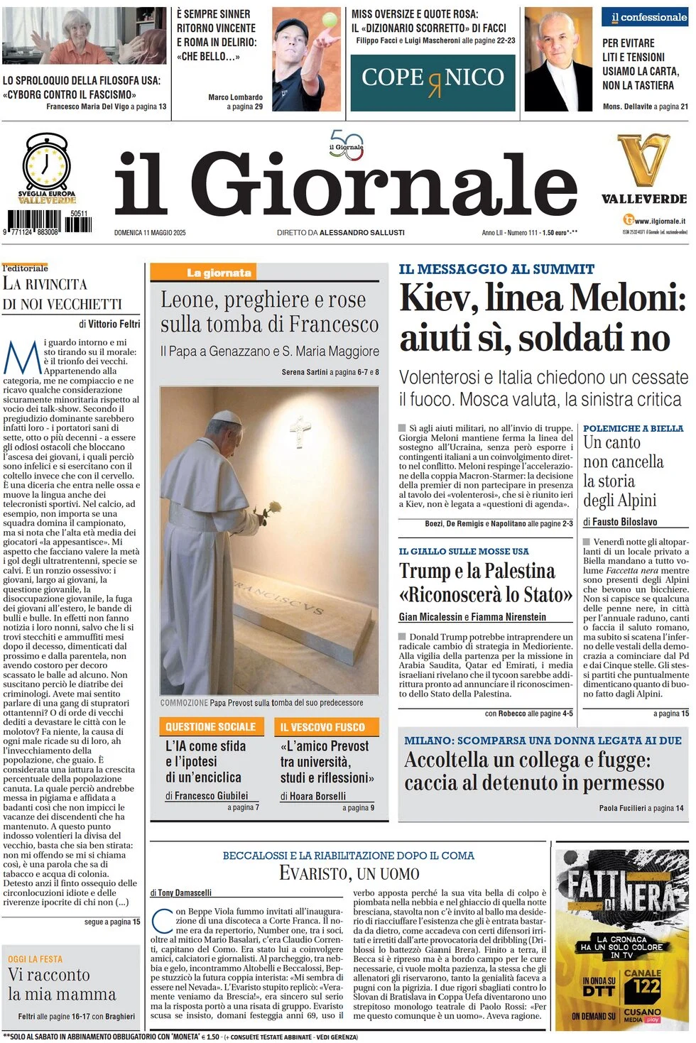 anteprima della prima pagina di il-giornale del 11/05/2025