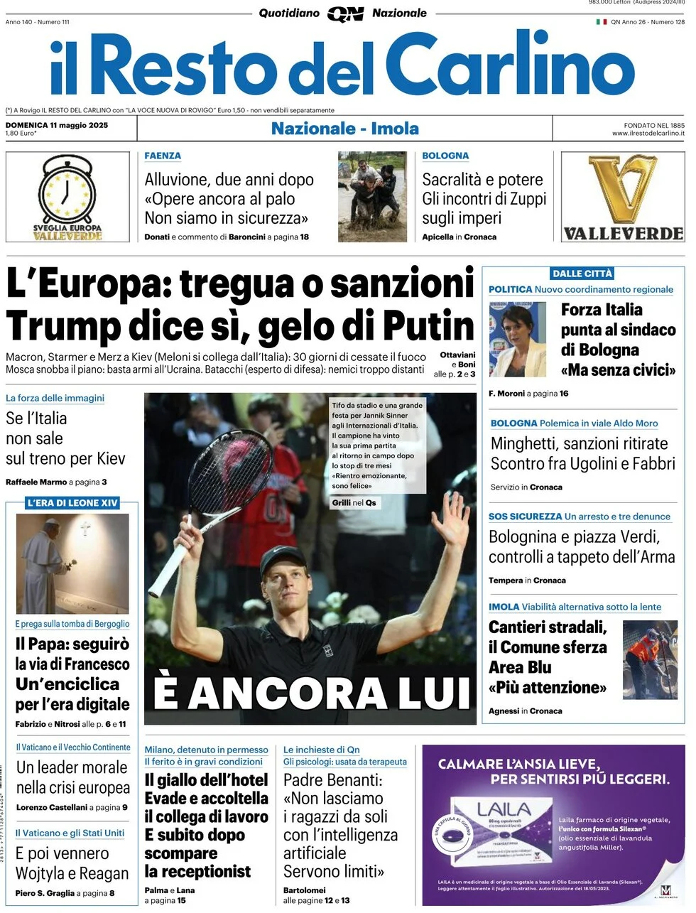 anteprima della prima pagina di il-resto-del-carlino del 11/05/2025