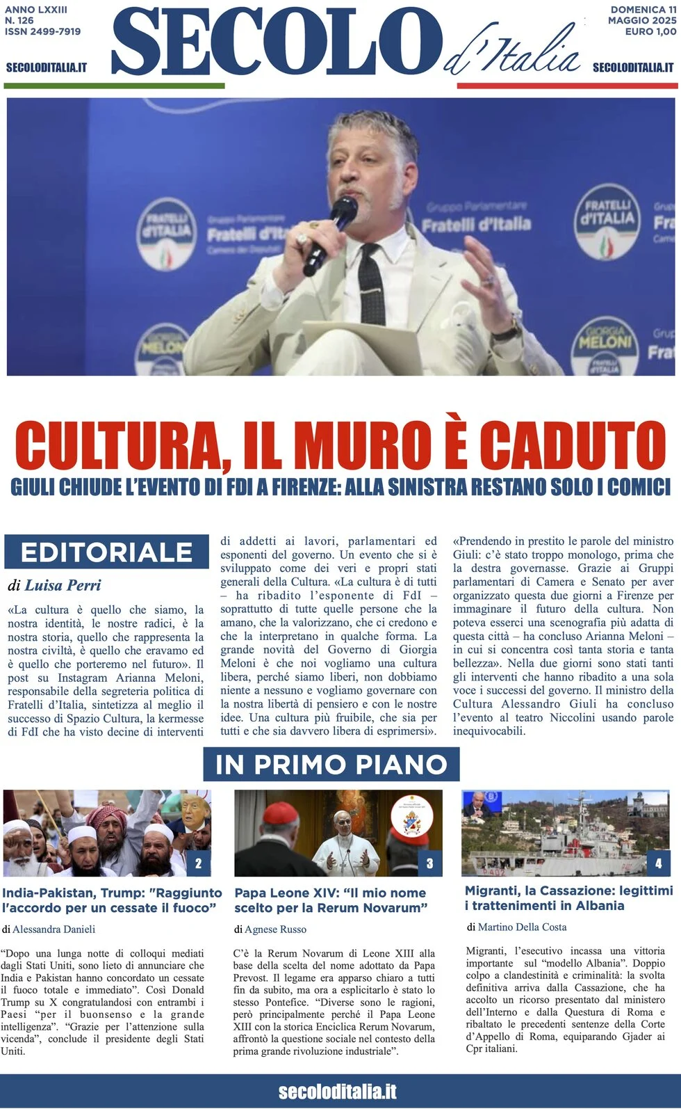 anteprima della prima pagina di secolo-ditalia del 11/05/2025