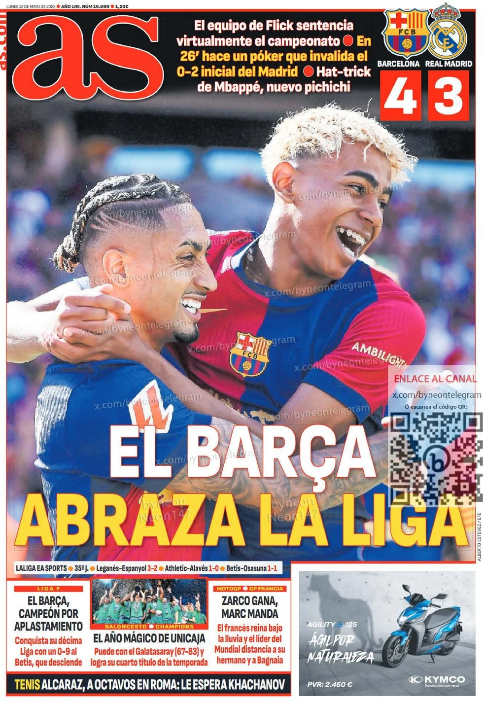 anteprima della prima pagina di as-madrid del 12/05/2025