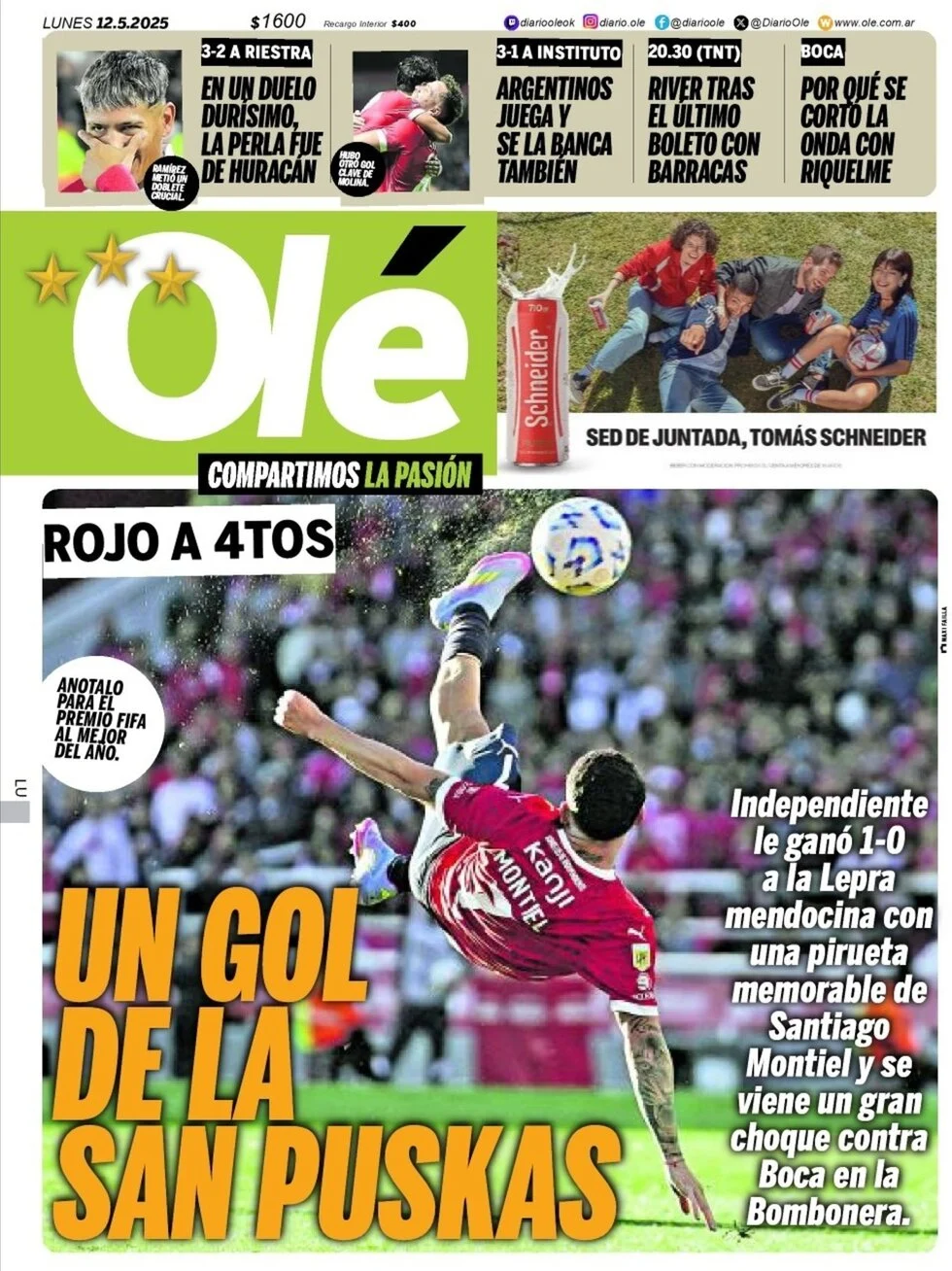 anteprima della prima pagina di ol del 12/05/2025