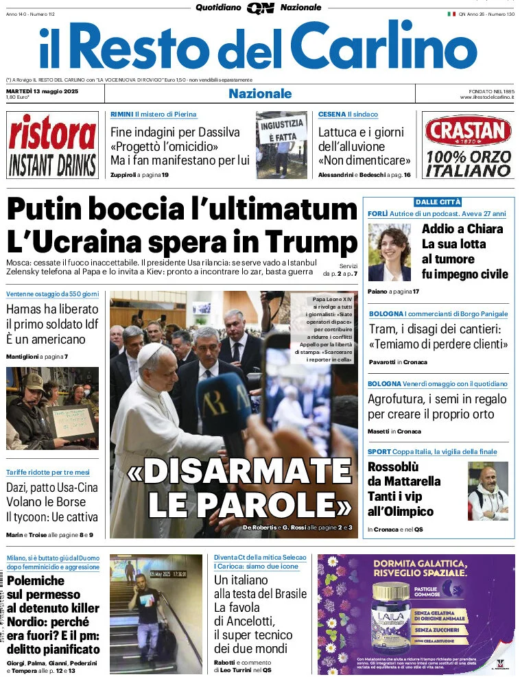 anteprima della prima pagina di il-resto-del-carlino del 13/05/2025