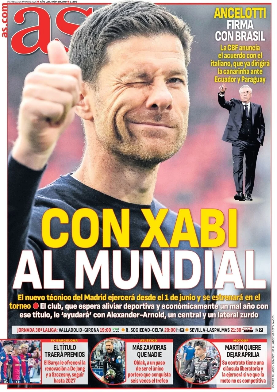 anteprima della prima pagina di as-madrid del 13/05/2025