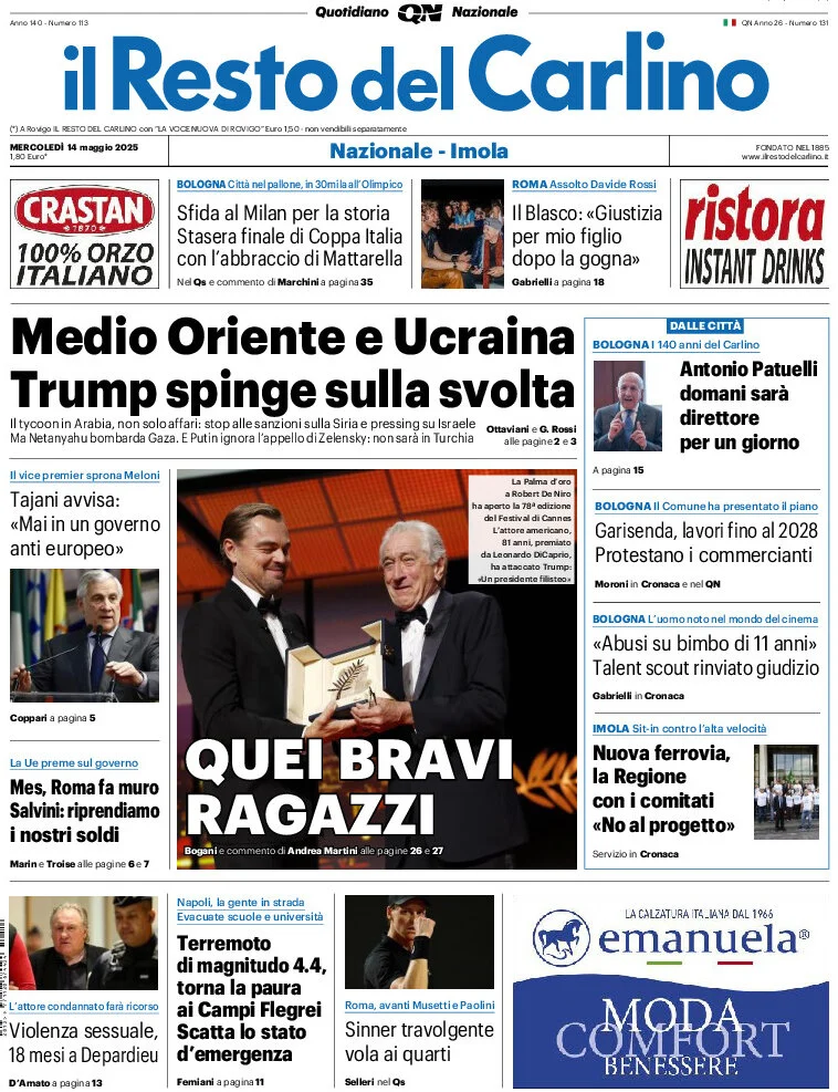 anteprima della prima pagina di il-resto-del-carlino del 14/05/2025