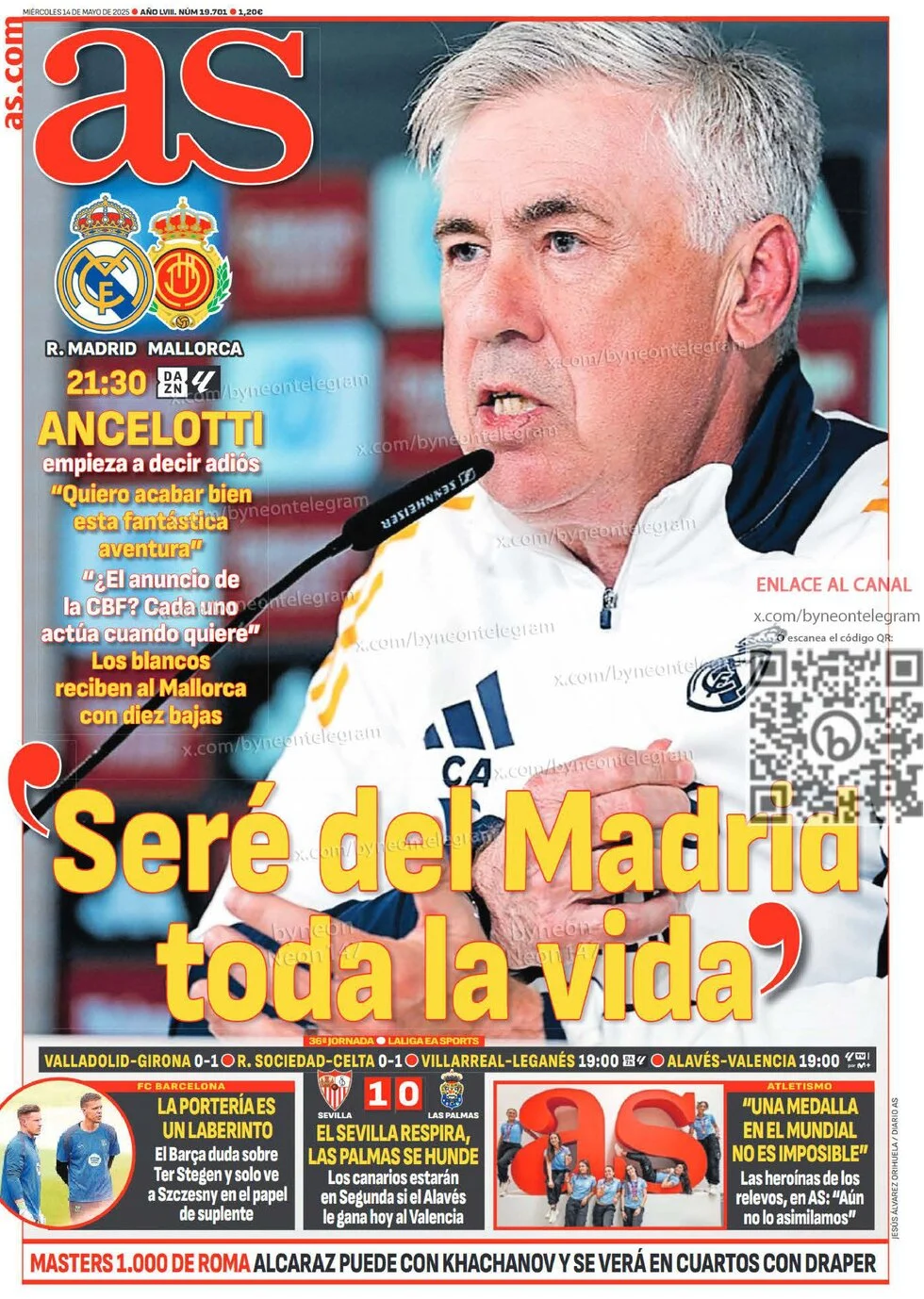 anteprima della prima pagina di as-madrid del 14/05/2025