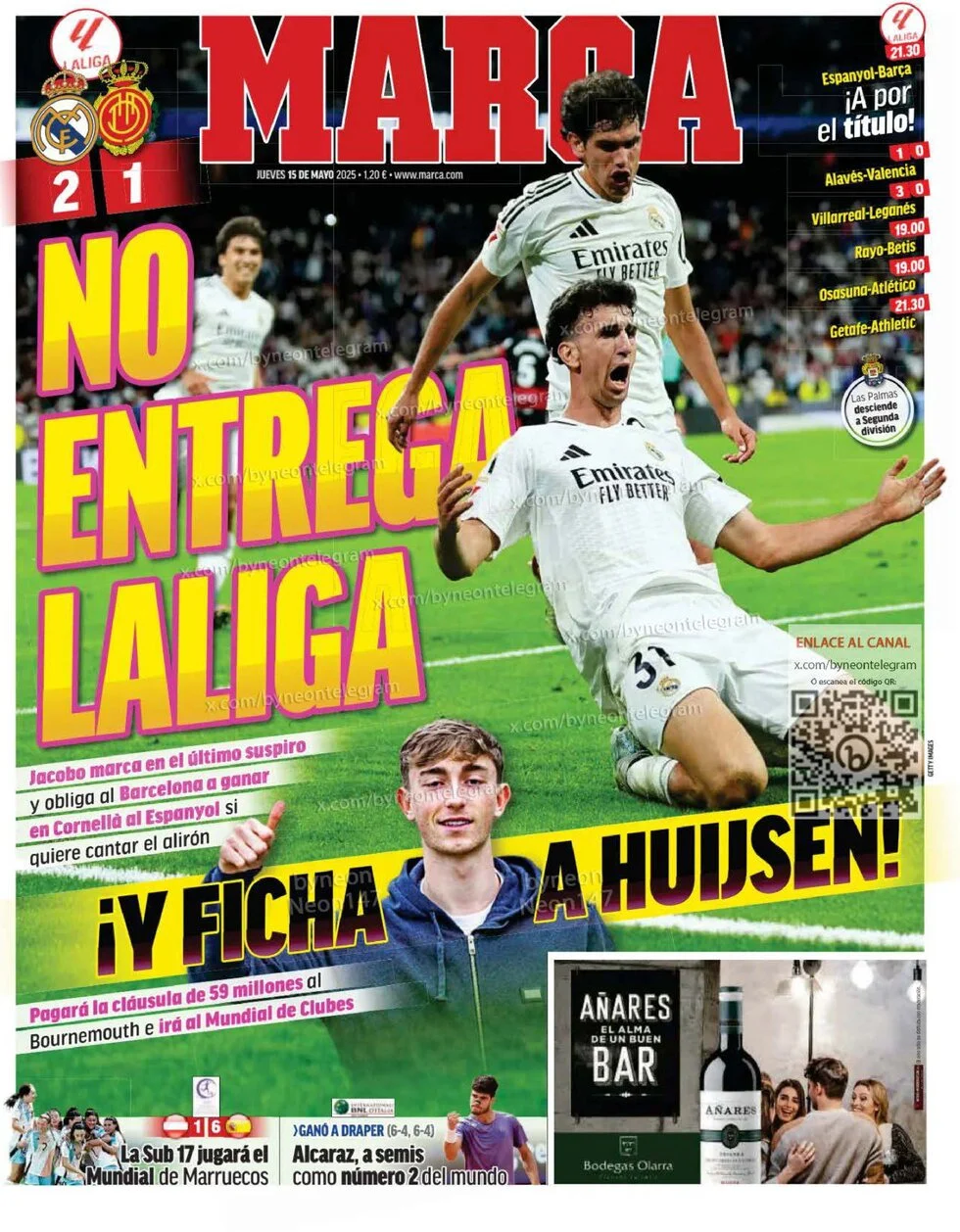 anteprima della prima pagina di marca del 15/05/2025