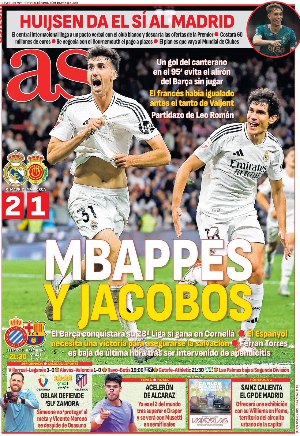 anteprima della prima pagina di as-madrid del 15/05/2025
