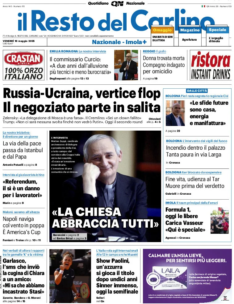 anteprima della prima pagina di il-resto-del-carlino del 16/05/2025