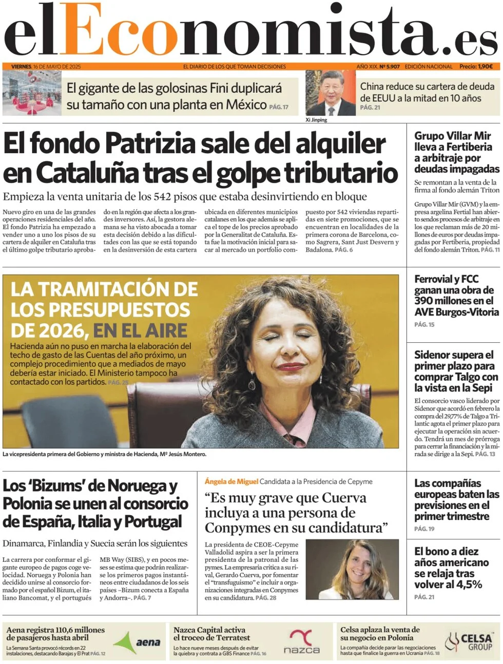 anteprima della prima pagina di el-economista del 16/05/2025
