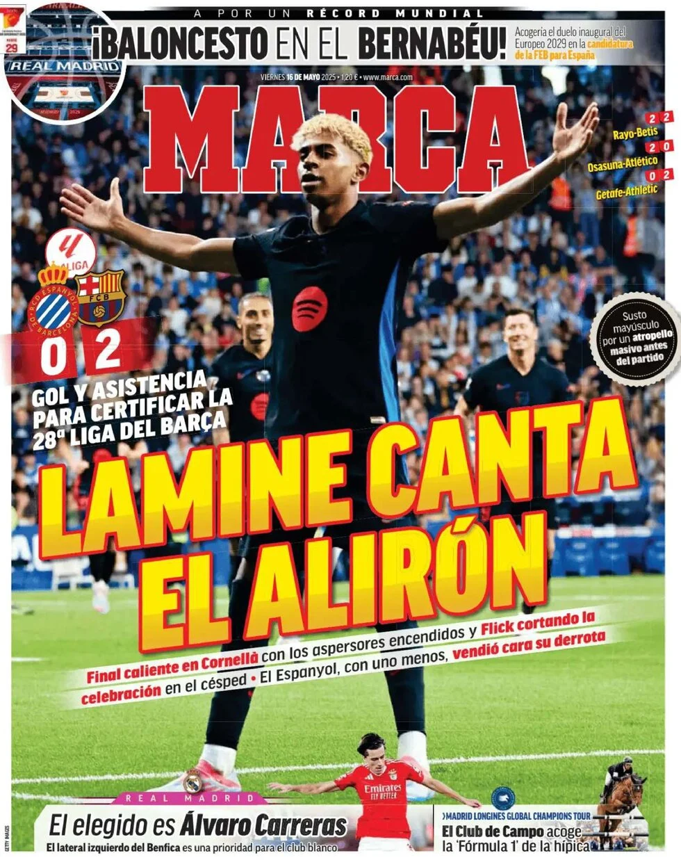 anteprima della prima pagina di marca del 16/05/2025