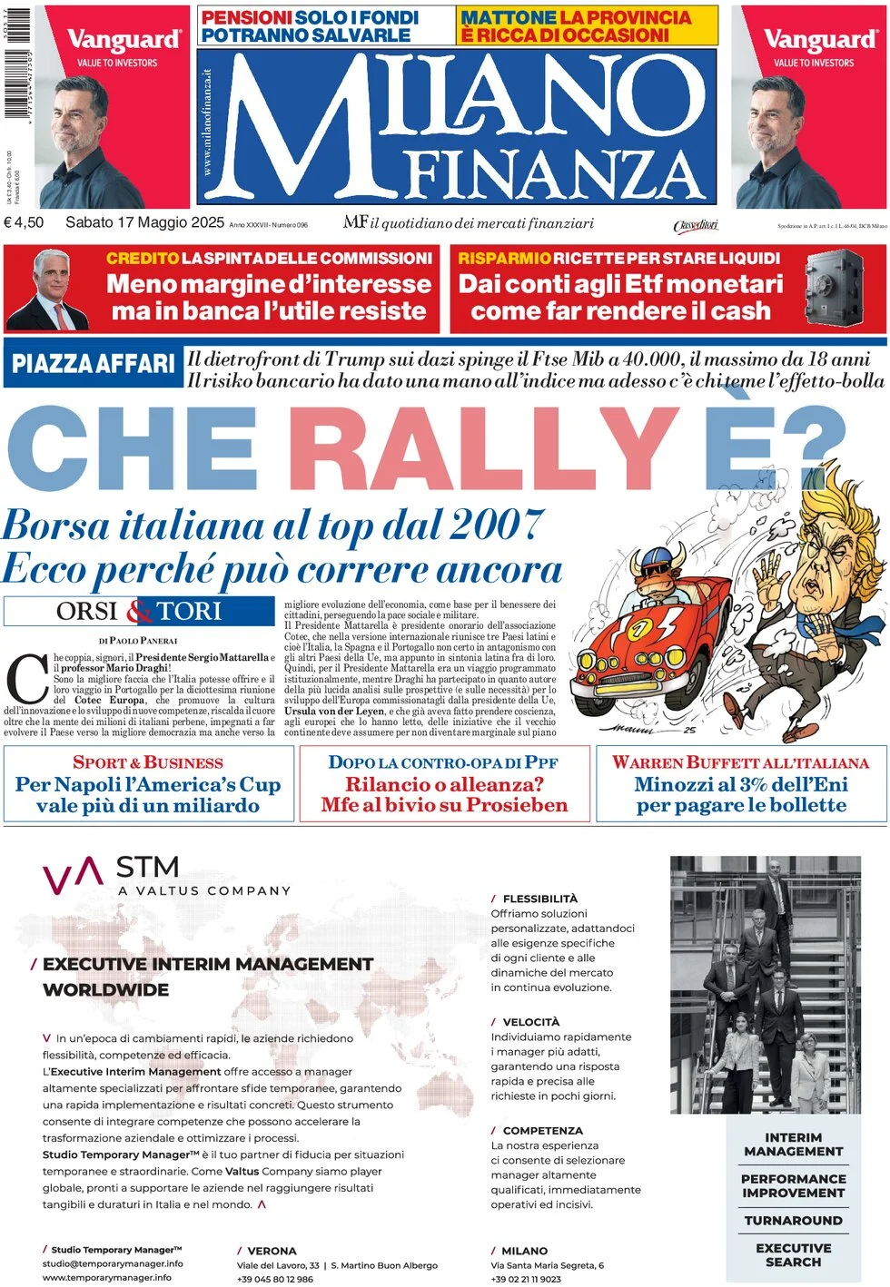 anteprima della prima pagina di mf-milano-finanza del 17/05/2025