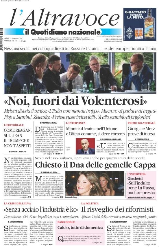 anteprima della prima pagina di il-quotidiano-del-sud-laltravoce del 17/05/2025
