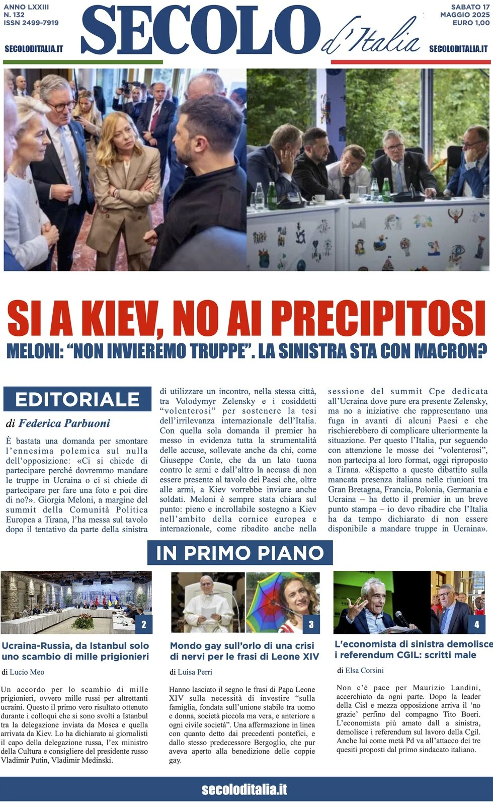 anteprima della prima pagina di secolo-ditalia del 17/05/2025