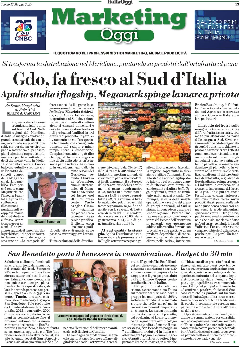 anteprima della prima pagina di marketing-oggi del 17/05/2025