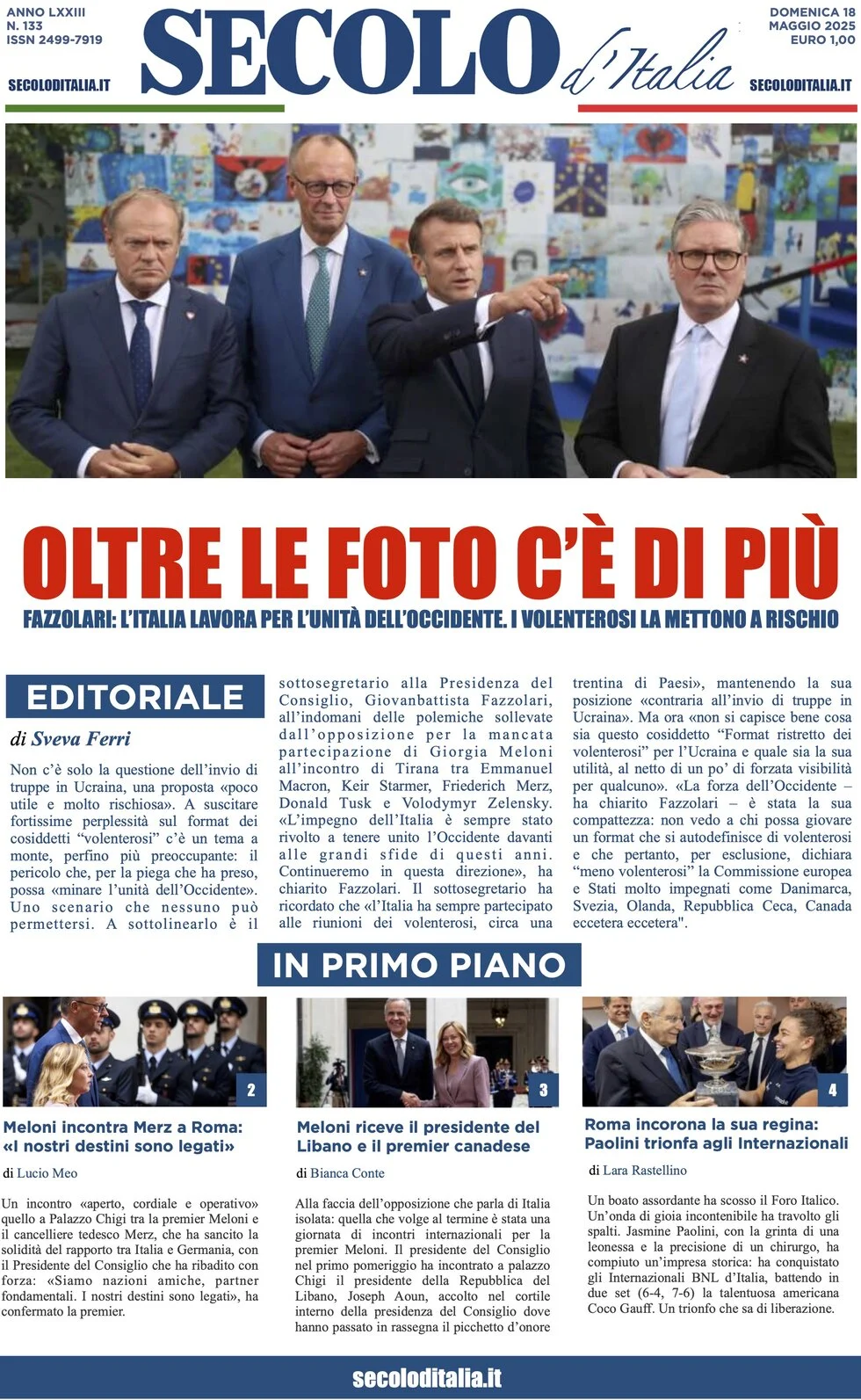 anteprima della prima pagina di secolo-ditalia del 18/05/2025