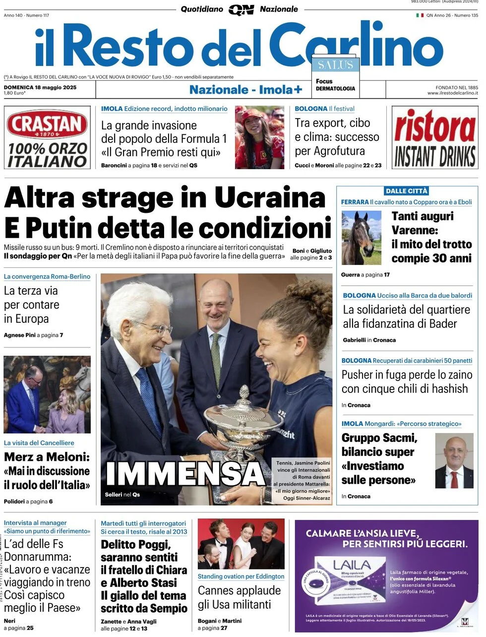 anteprima della prima pagina di il-resto-del-carlino del 18/05/2025