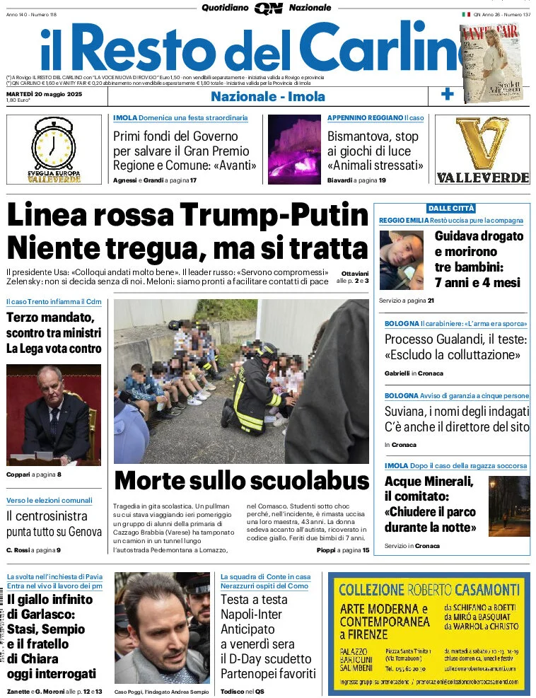 anteprima della prima pagina di il-resto-del-carlino del 20/05/2025