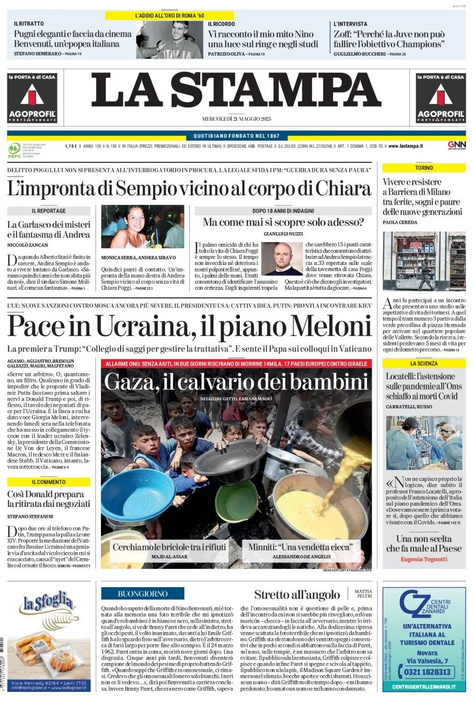 anteprima della prima pagina di la-stampa del 21/05/2025